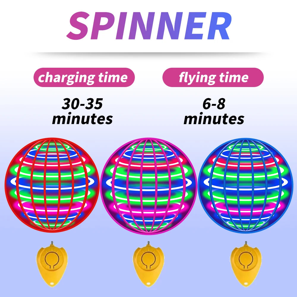Flying ball, automatic spinning ball, LED dazzling lights, floating magic, fan, UFO flying machine, toy, gift, game, sports ball